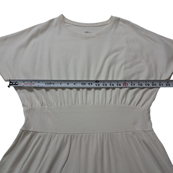 Everlane The Organic Cotton Waisted Dress Women's Large Midi Cream Minimalist - Picture 7 of 8